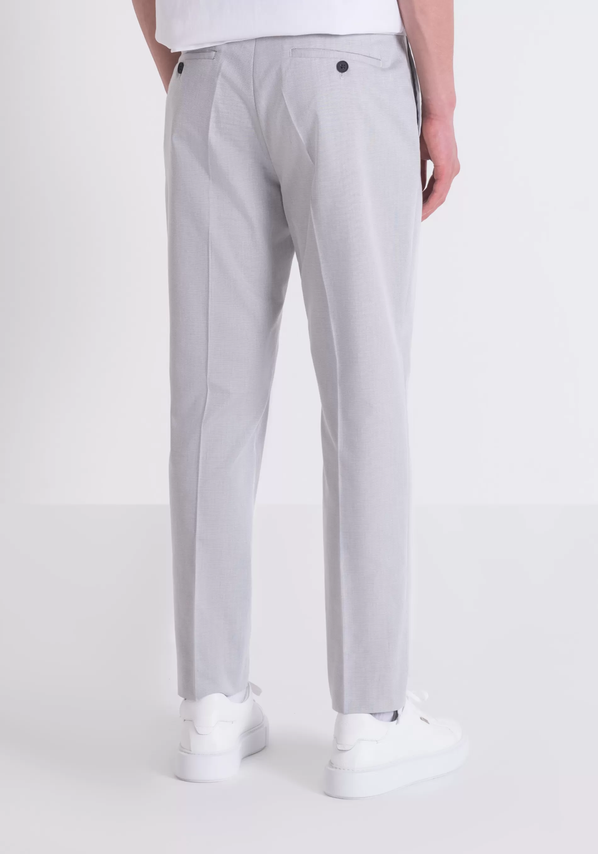 Shop MARK SLIM FIT TROUSERS IN ARMORED COTTON BLEND FABRIC Trousers