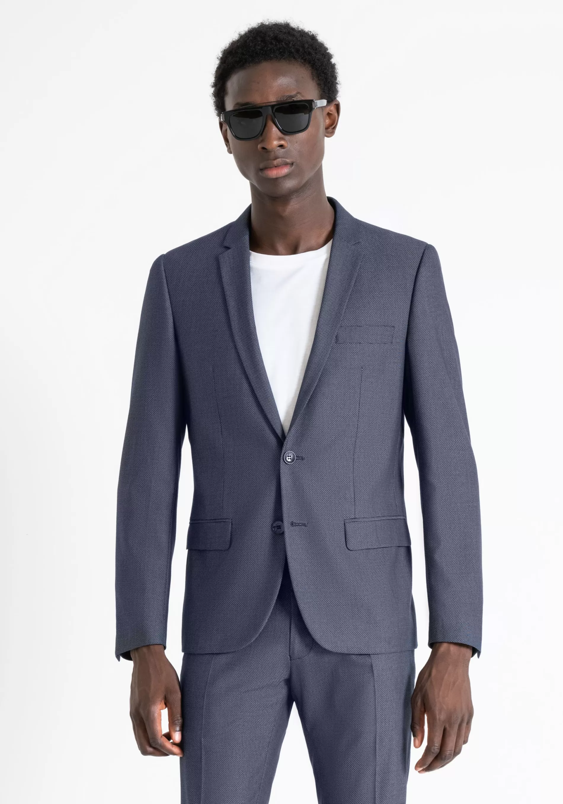 Fashion "BONNIE" SLIM FIT JACKET IN ELASTIC VISCOSE BLEND FABRIC WITH MICRO PATTERN Jackets and Gilet