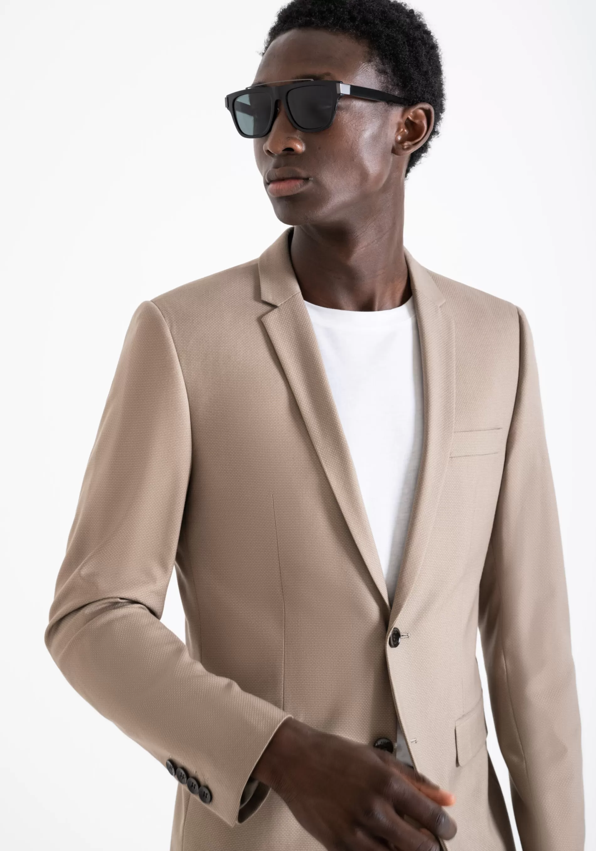Cheap "BONNIE" SLIM FIT JACKET IN ELASTIC VISCOSE BLEND FABRIC WITH MICRO PATTERN Jackets and Gilet