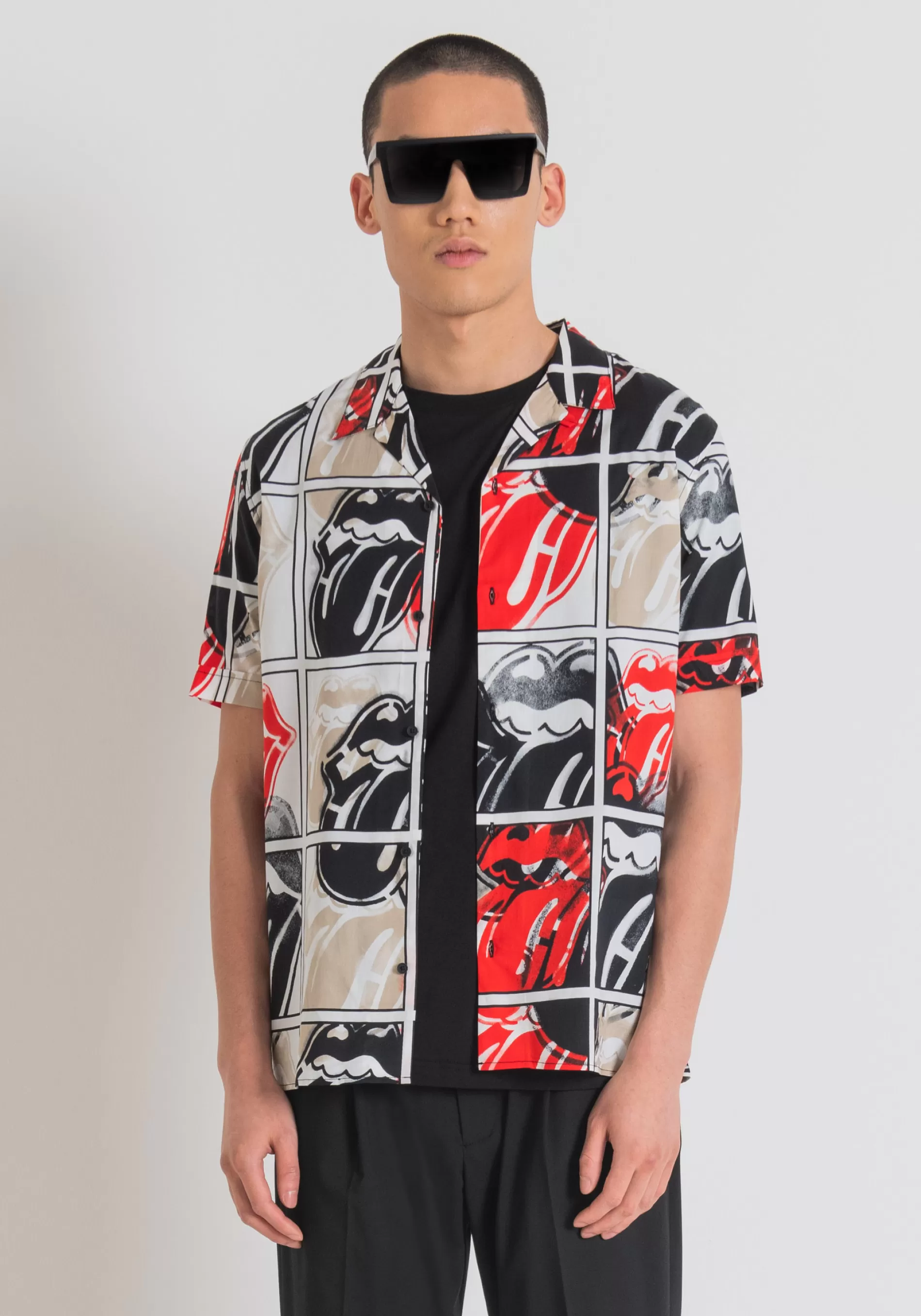 Store "HONOLULU" REGULAR STRAIGHT FIT SHIRT IN COTTON VISCOSE BLEND FABRIC WITH ROLLING STONES PRINT Shirts