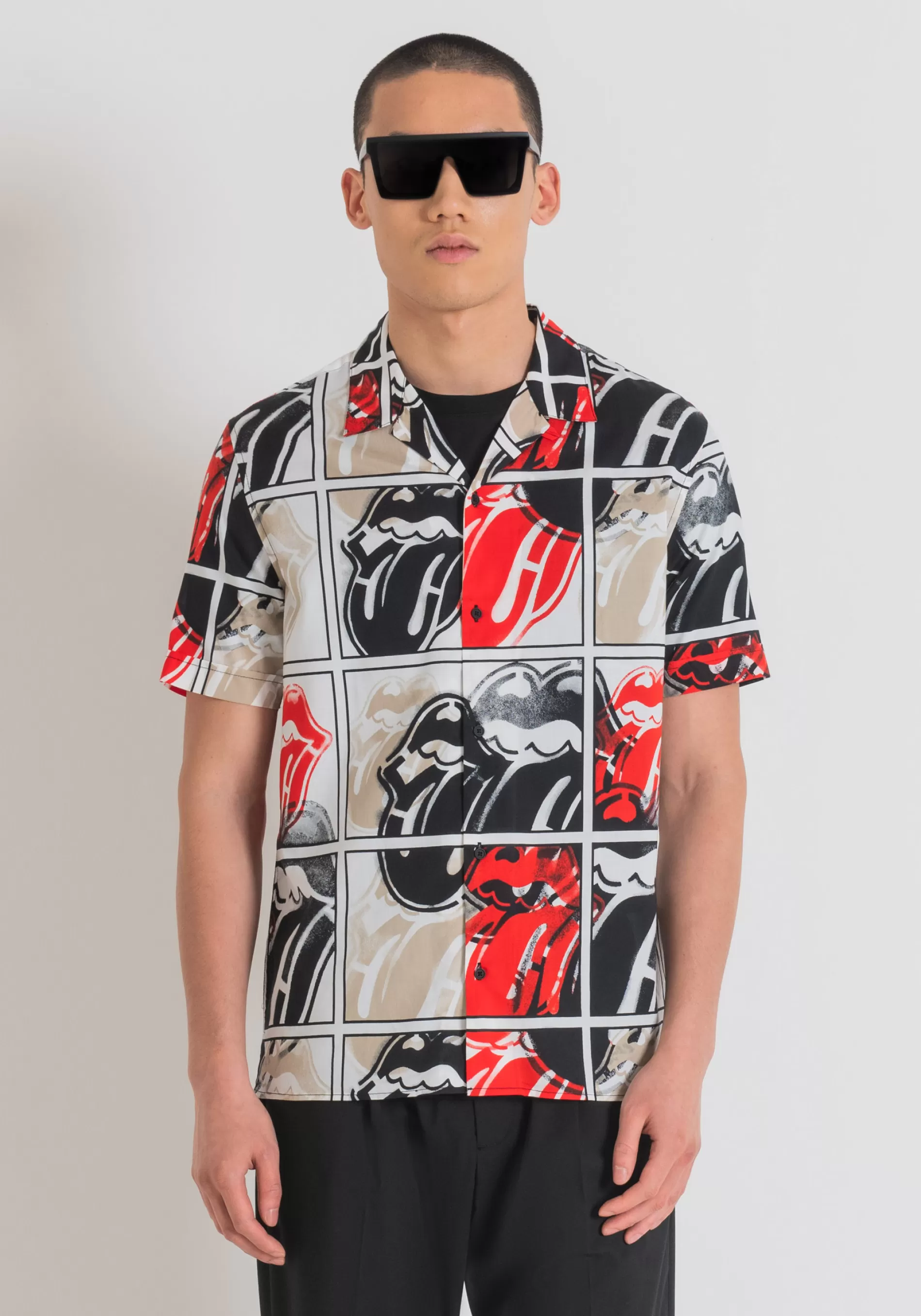 Store "HONOLULU" REGULAR STRAIGHT FIT SHIRT IN COTTON VISCOSE BLEND FABRIC WITH ROLLING STONES PRINT Shirts
