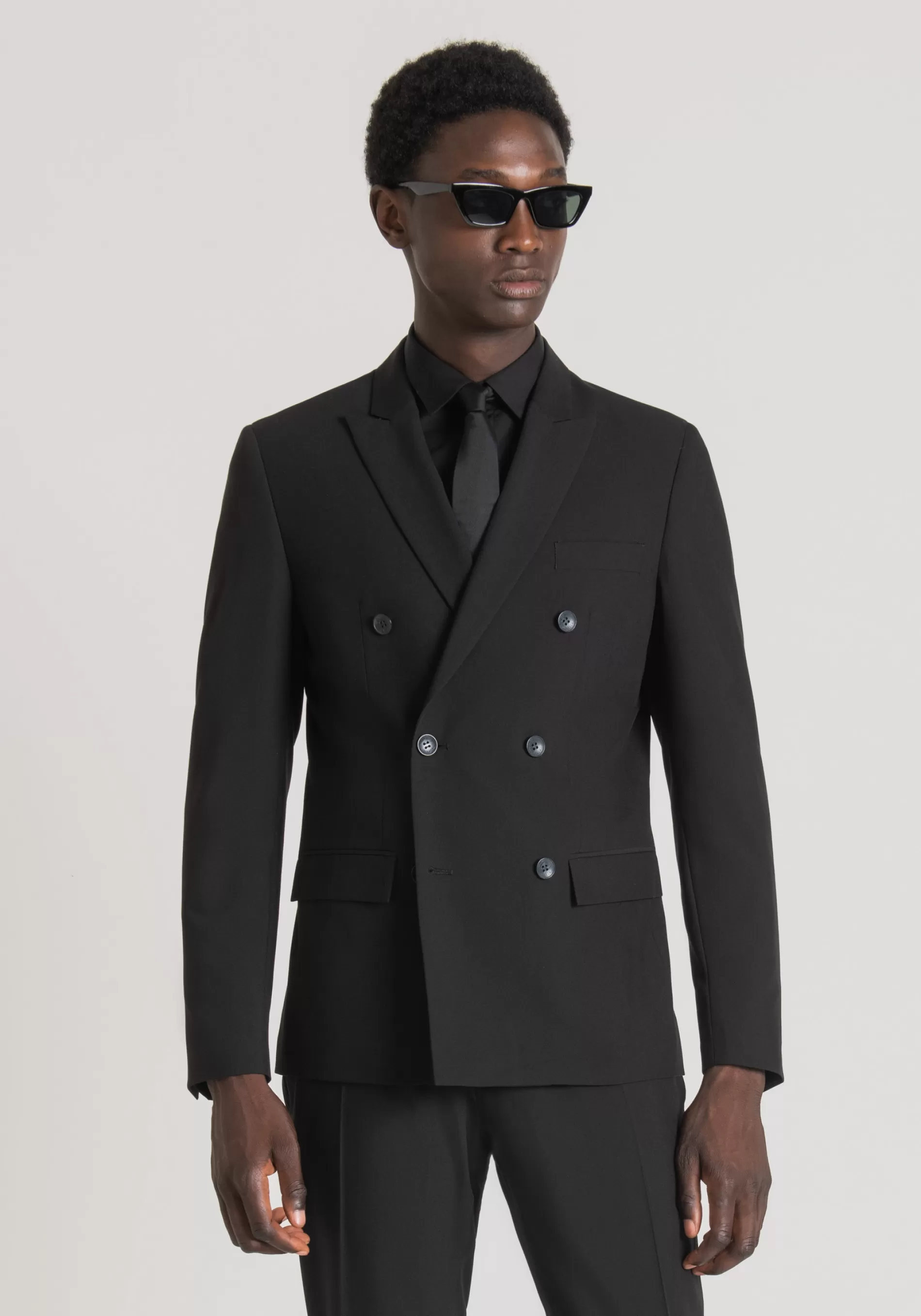 Hot "KATE" SLIM FIT DOUBLE-BREASTED JACKET IN AN ELASTIC VISCOSE BLEND FABRIC Jackets and Gilet