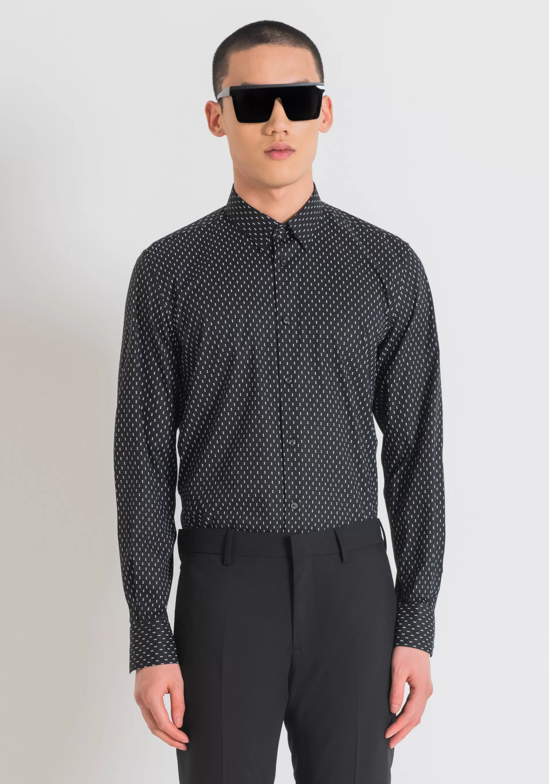 Discount "NAPOLI" SLIM FIT SHIRT IN SOFT-FEEL COTTON WITH ALL-OVER MICRO PRINT Shirts