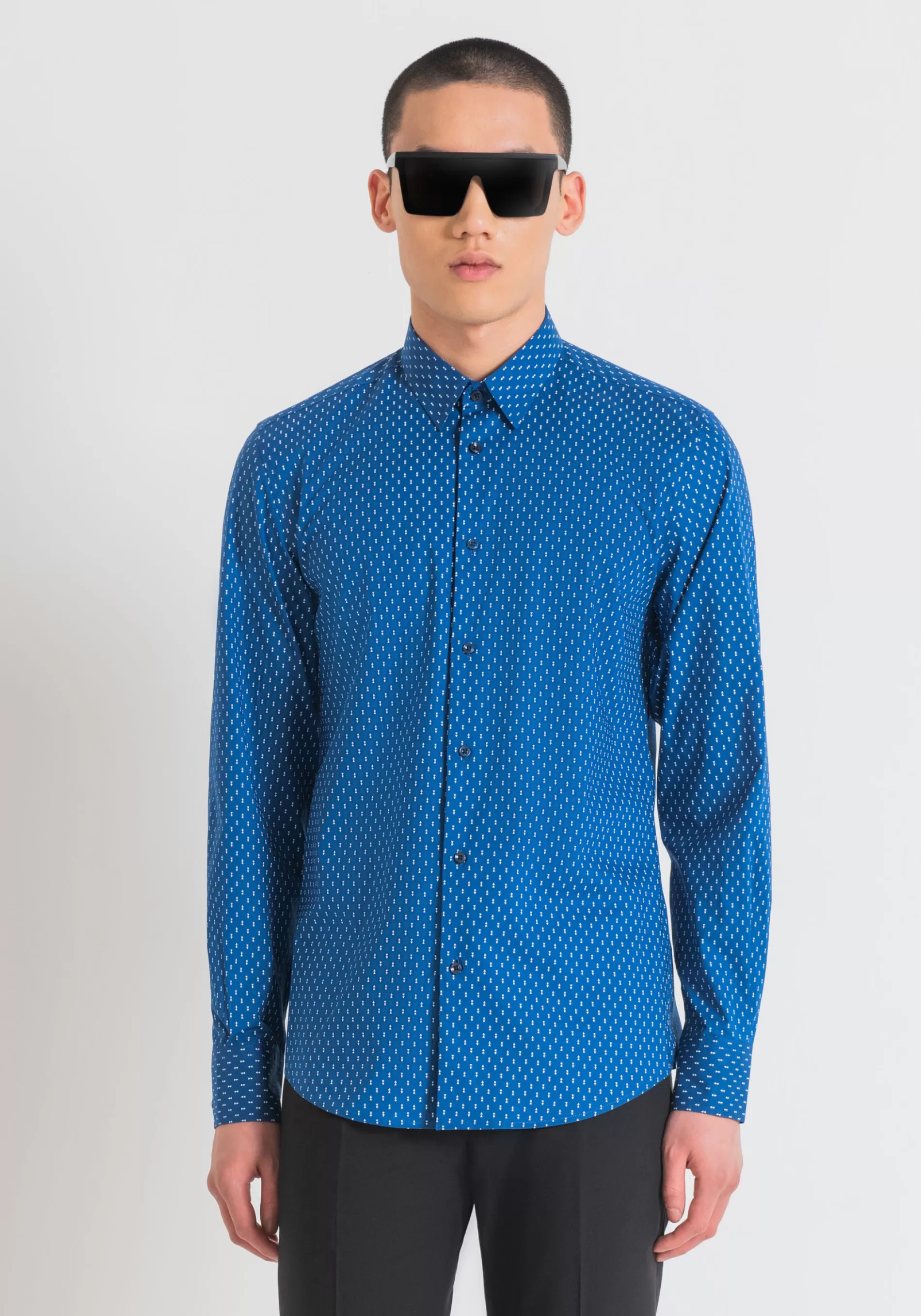Outlet "NAPOLI" SLIM FIT SHIRT IN SOFT-FEEL COTTON WITH ALL-OVER MICRO PRINT Shirts