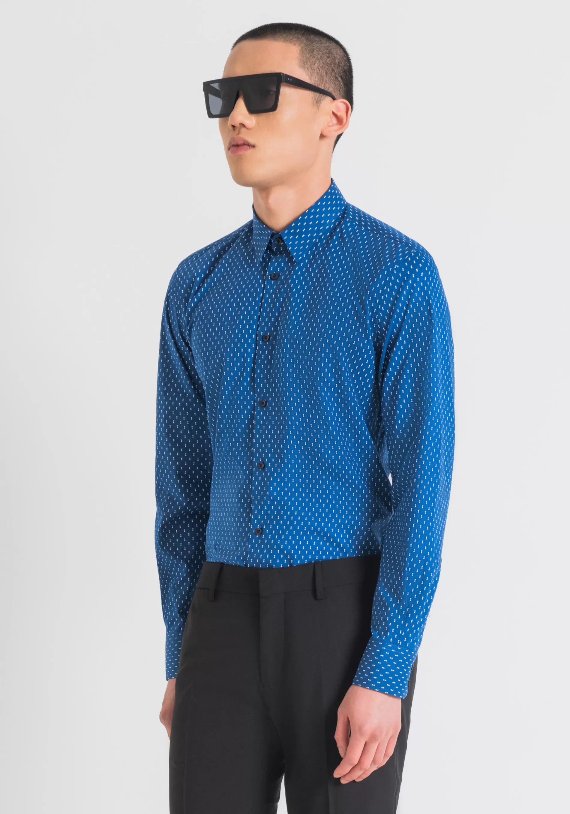 Outlet "NAPOLI" SLIM FIT SHIRT IN SOFT-FEEL COTTON WITH ALL-OVER MICRO PRINT Shirts