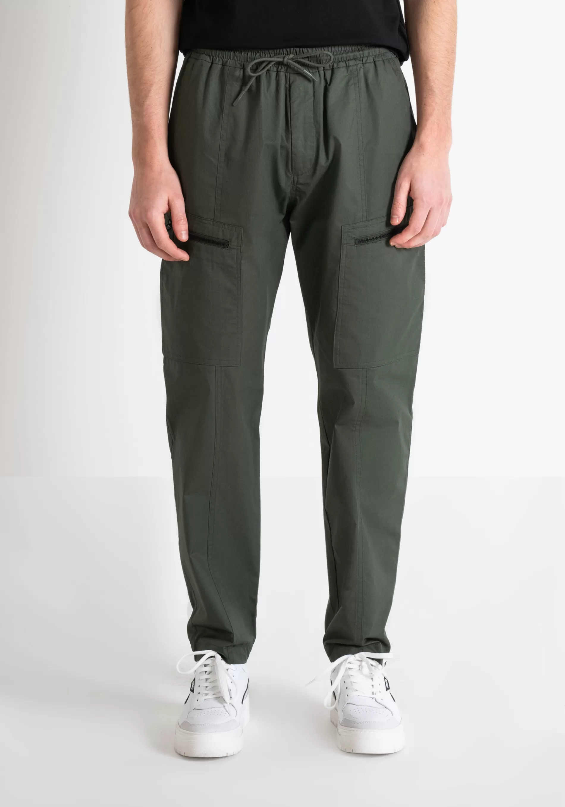Flash Sale REGULAR FIT CARGO TROUSERS IN COTTON TWILL WITH ZIPPERED POCKETS AND LOGO PATCH Trousers