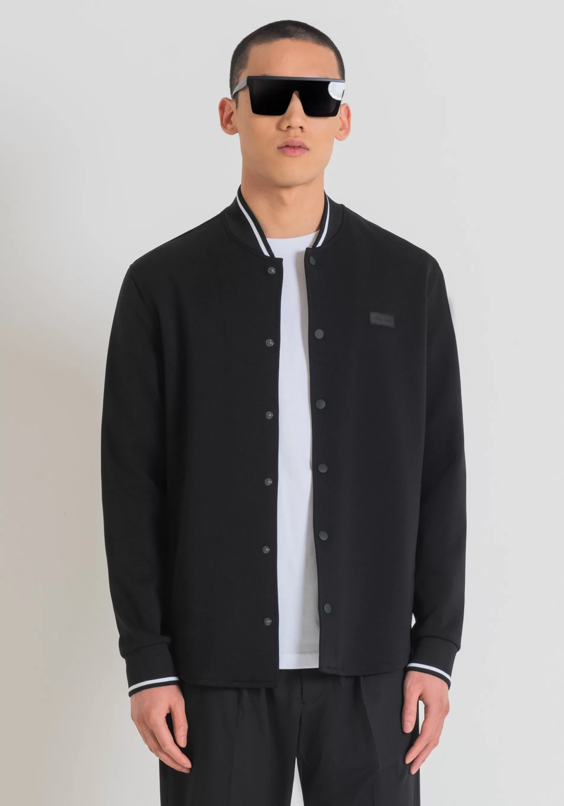 Cheap SLIM FIT COTTON BLEND SHIRT WITH SNAP BUTTONS AND RUBBER LOGO PATCH Shirts