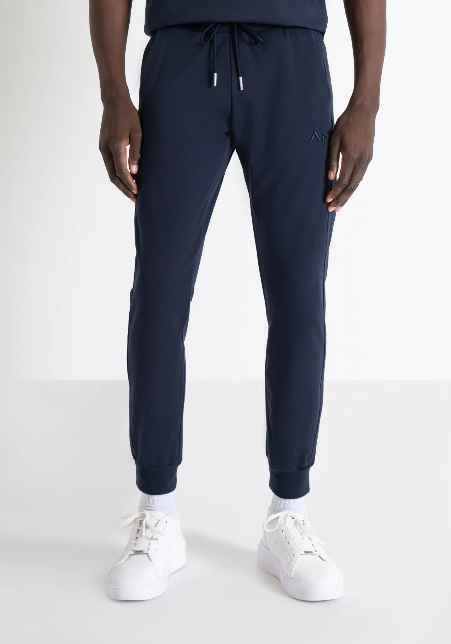 New SLIM FIT SWEATPANTS IN SUSTAINABLE COTTON-POLYESTER BLEND WITH EMBROIDERED LOGO Trousers